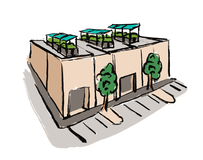 Concept de végétalisation de toiture avec panneaux photovoltaïques – Blue 26