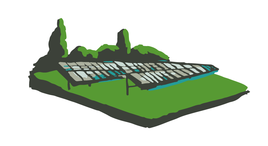 Dessin technique d'une ombrière photovoltaïque agricole – Blue 26