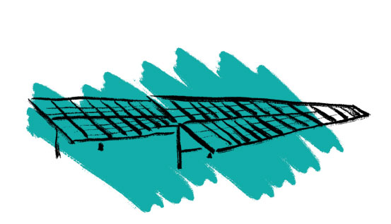Vue en perspective d’une ombrière solaire multifonction – Blue 26
